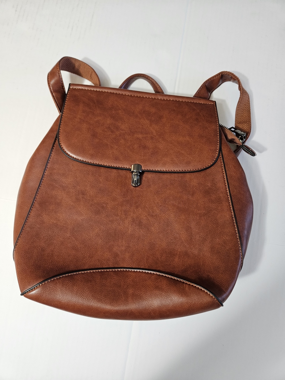 Wink Kangaroo Brown Faux Leather Backpack with Front Flap - Sleek Everyday Carry